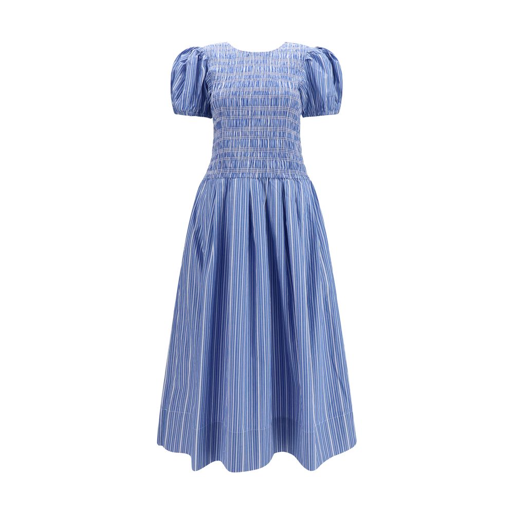 Ganni Blue Cotton Midi Dress - Effortless Luxury Redefined