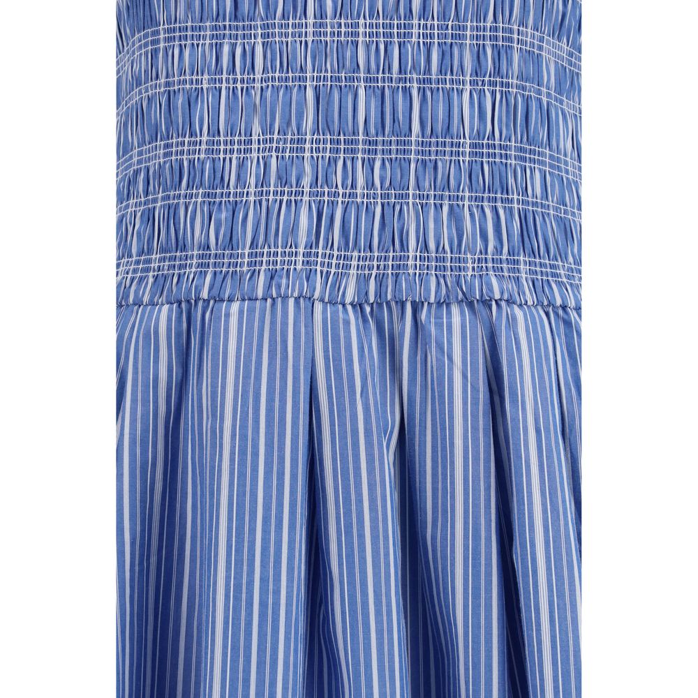 Ganni Blue Cotton Midi Dress - Effortless Luxury Redefined