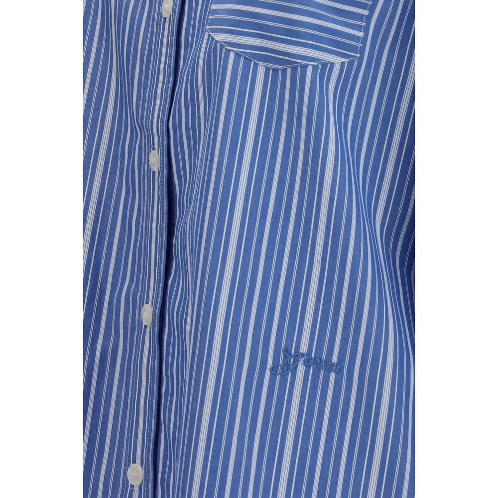 Ganni Blue Cotton Pattern Shirt - Effortless Luxe Elegance