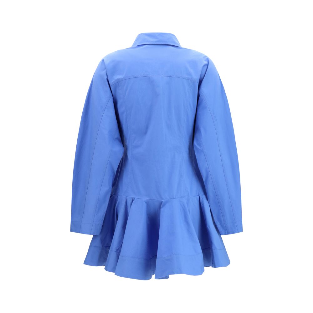 Ganni Blue Cotton Shirt Dress - Luxury Elegance Redefined
