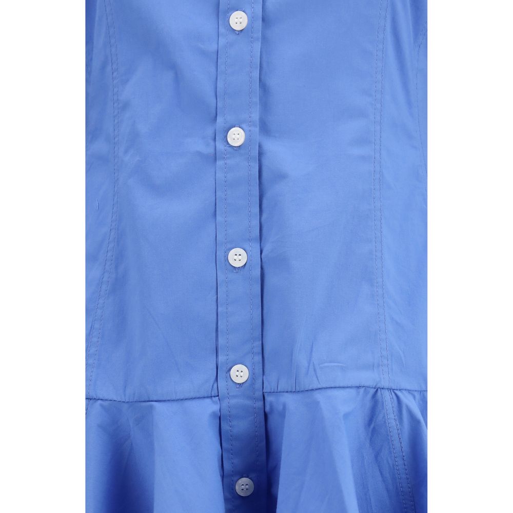 Ganni Blue Cotton Shirt Dress - Timeless Elegance Redefined