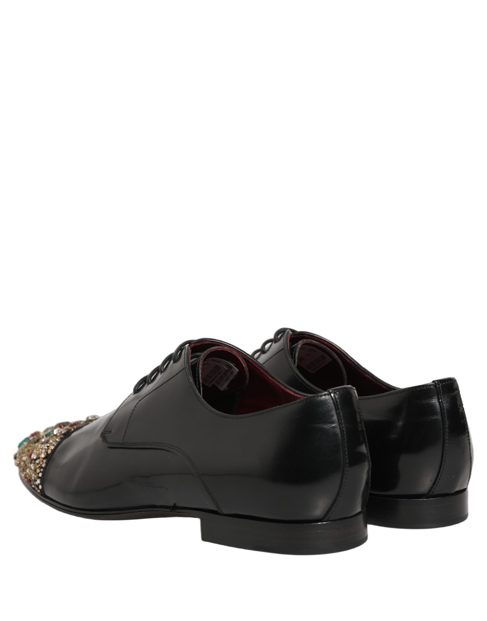 Dolce & Gabbana Black Crystals Embellished Men Derby Shoes