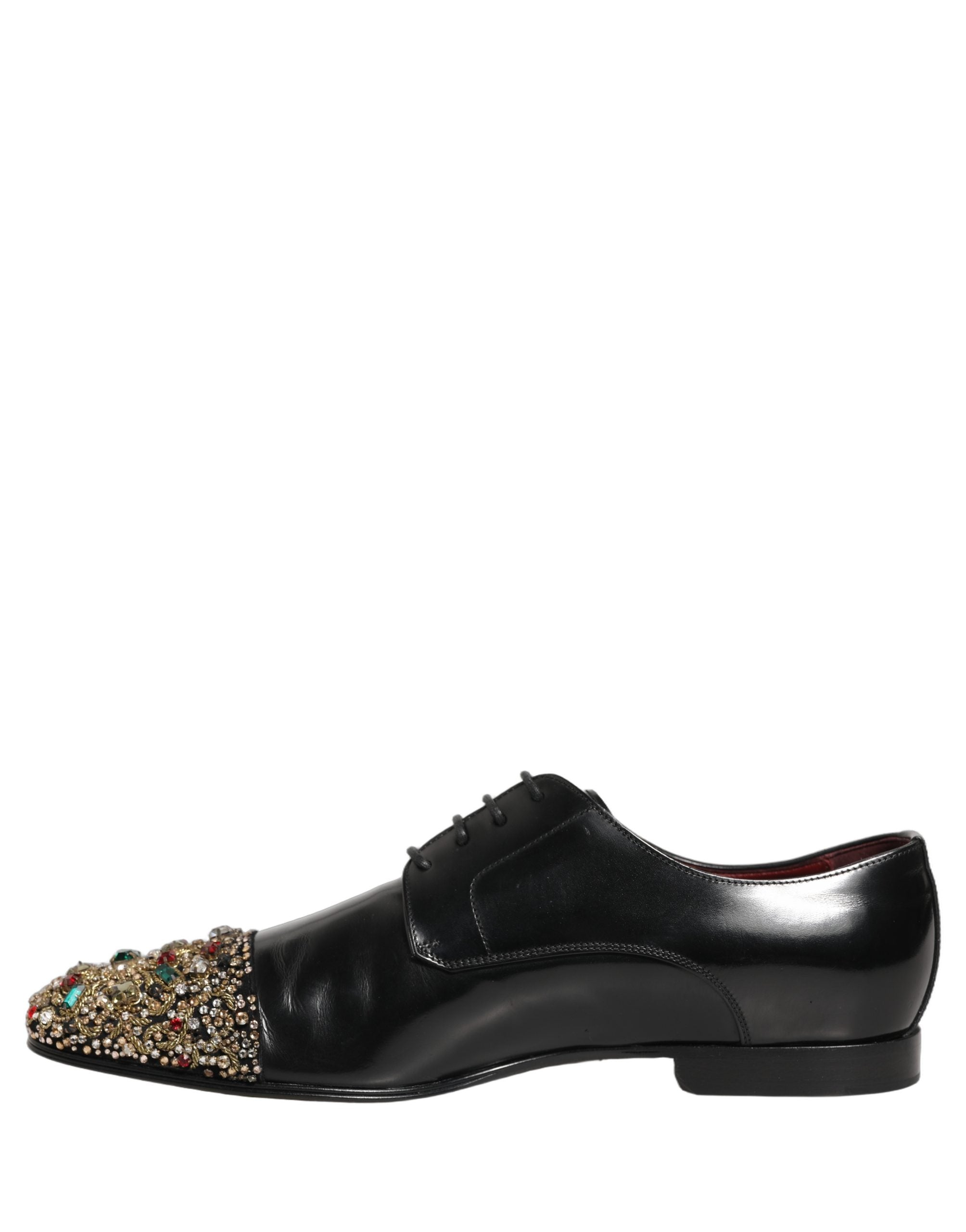 Dolce & Gabbana Black Crystals Embellished Men Derby Shoes