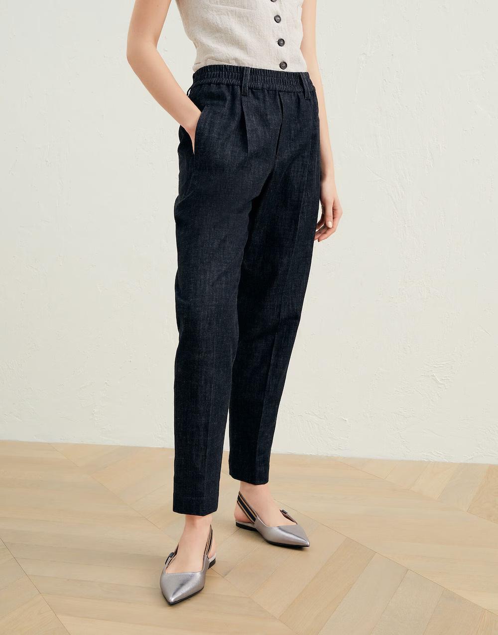 Brunello Cucinelli Black Cotton Casual Pants