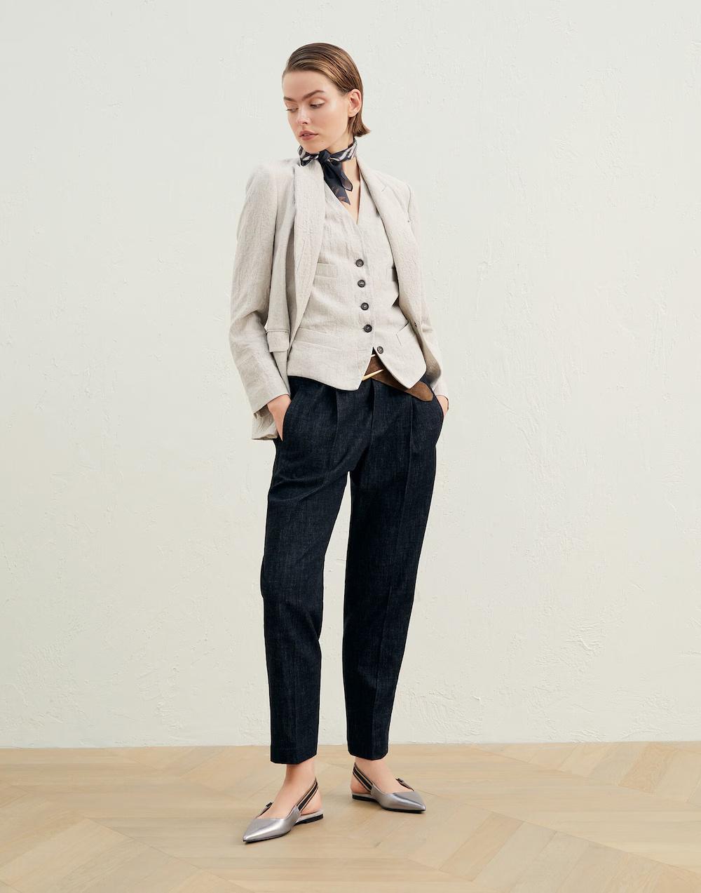 Brunello Cucinelli Black Cotton Casual Pants