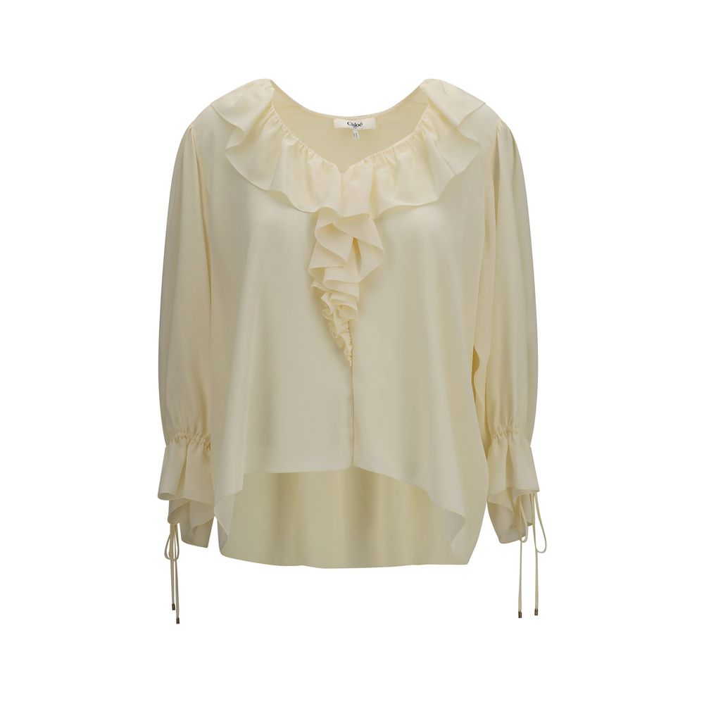 Chloé Beige Silk Blouse - Artisanal Luxury for Timeless Elegance
