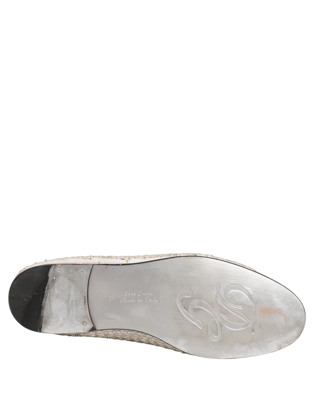Dolce & Gabbana White Satin Embellished Dress Loafers Luxury