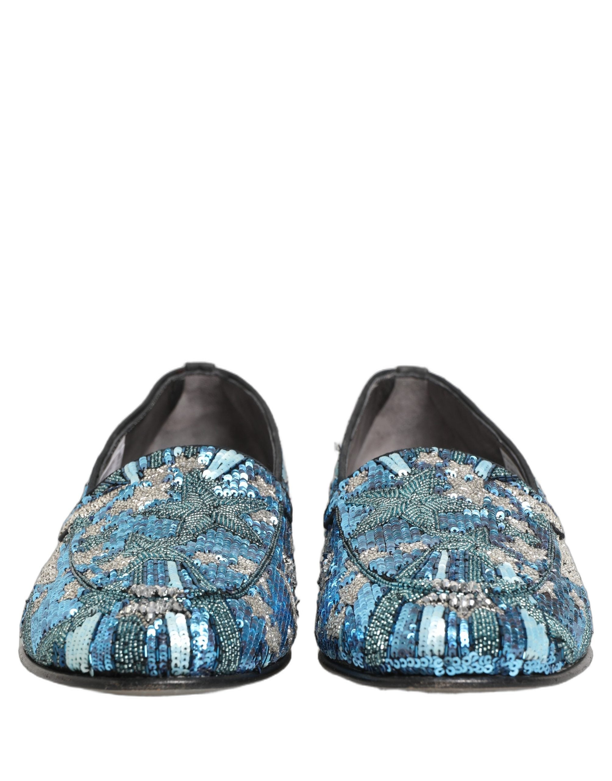Elevate your style with Dolce & Gabbana Multicolor Embroidered Sequin Loafers, a luxurious blend of Italian craftsmanship and vibrant artistry, perfect for any discerning wardrobe.