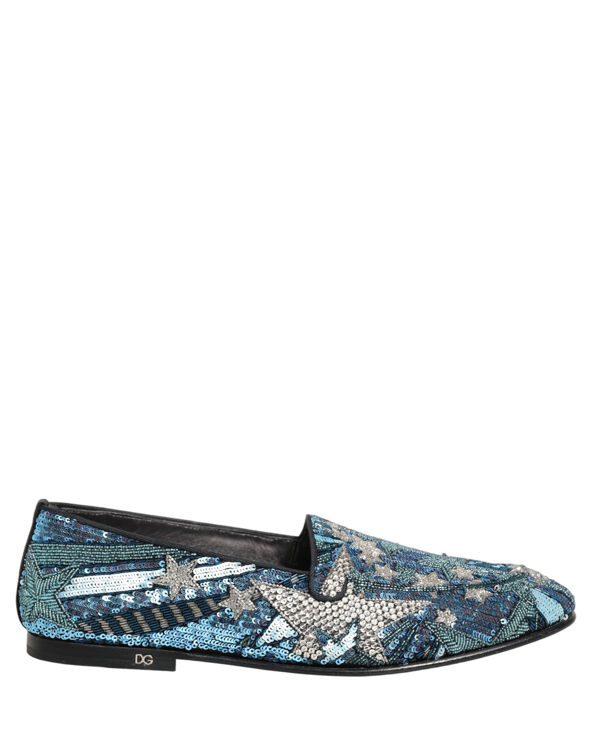 Elevate your style with Dolce & Gabbana's Multicolor Embroidered Sequin Loafers, where Italian craftsmanship meets vibrant artistry for a luxurious statement.