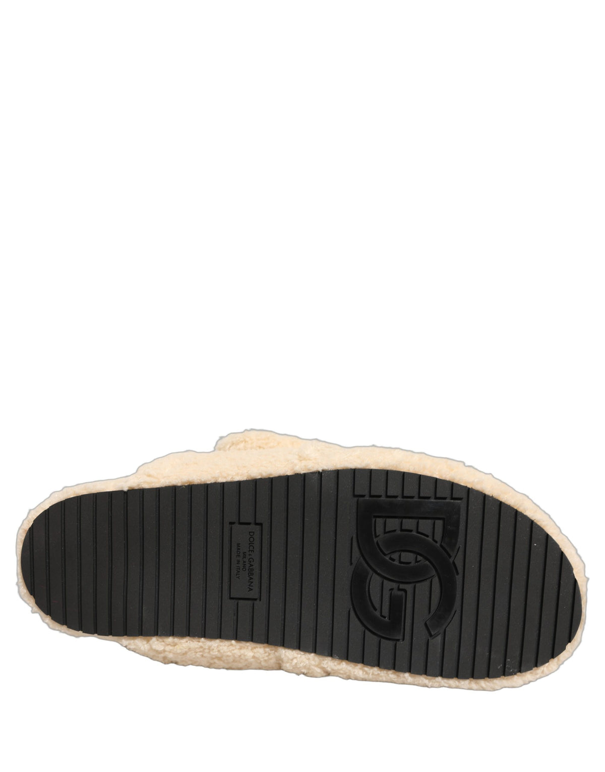 Dolce & Gabbana Beige Faux Fur Flats Sandals - Artisanal Luxury