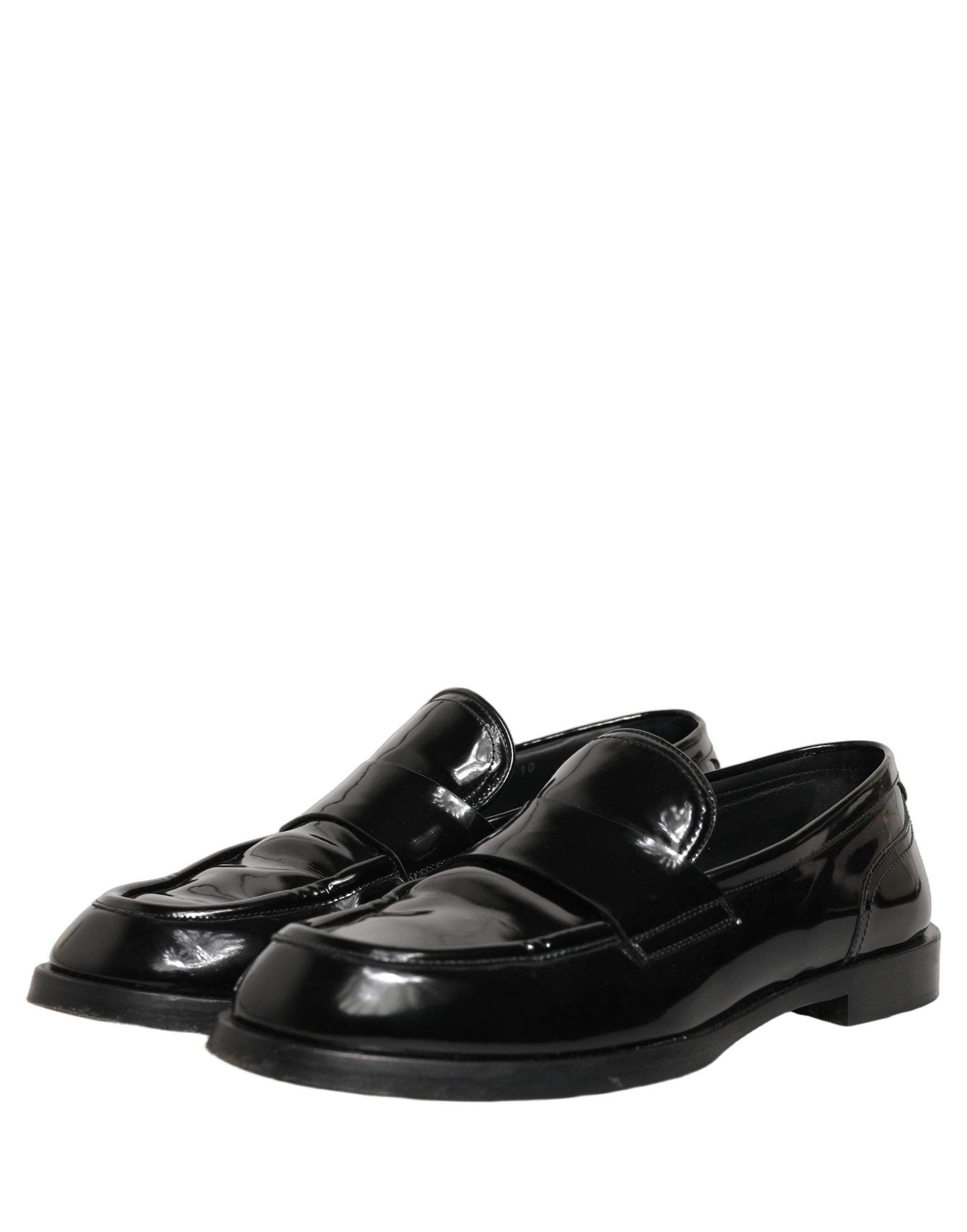 Dolce & Gabbana Black Leather Dress Loafers, Artisanal Elegance