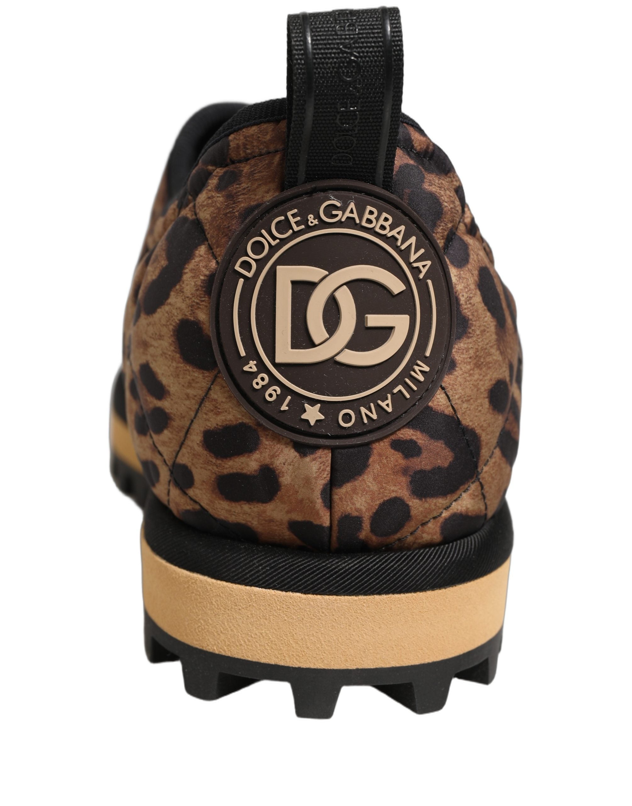 Indulge in the exquisite Dolce & Gabbana Brown Leopard Print Quilted Men Sneakers, where Italian craftsmanship meets bold elegance, perfect for the discerning connoisseur.