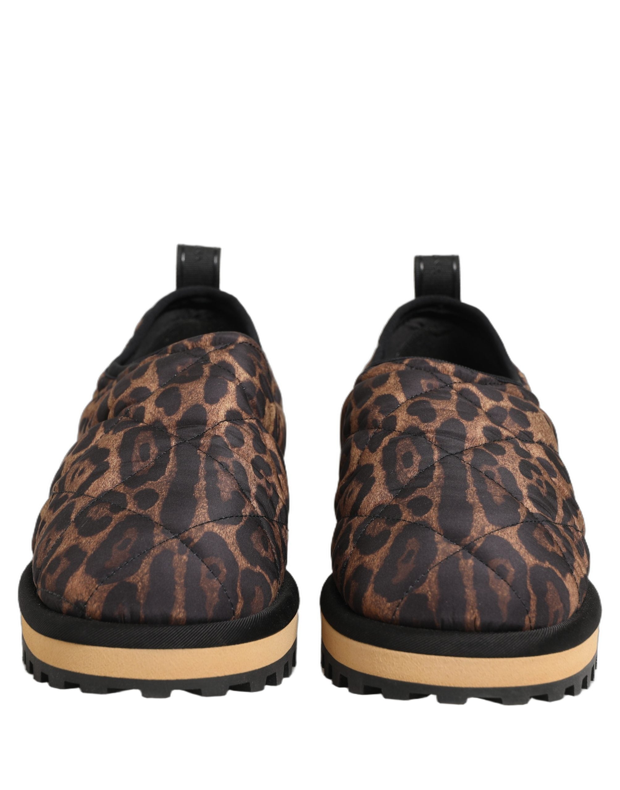 Indulge in the exquisite Dolce & Gabbana Brown Leopard Print Quilted Sneakers, where Italian craftsmanship meets bold elegance, perfect for the discerning modern connoisseur.