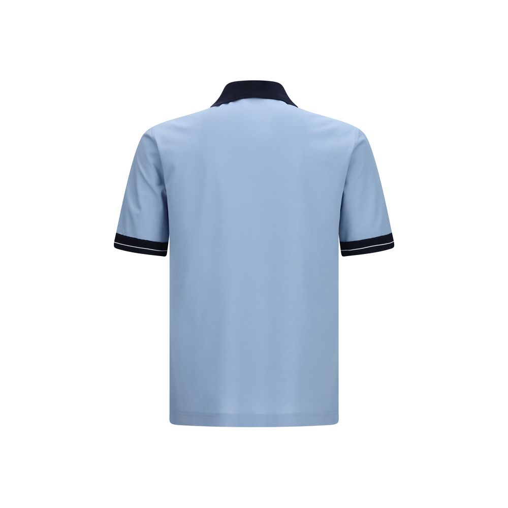 Ferragamo Blue Cotton Polo Shirt