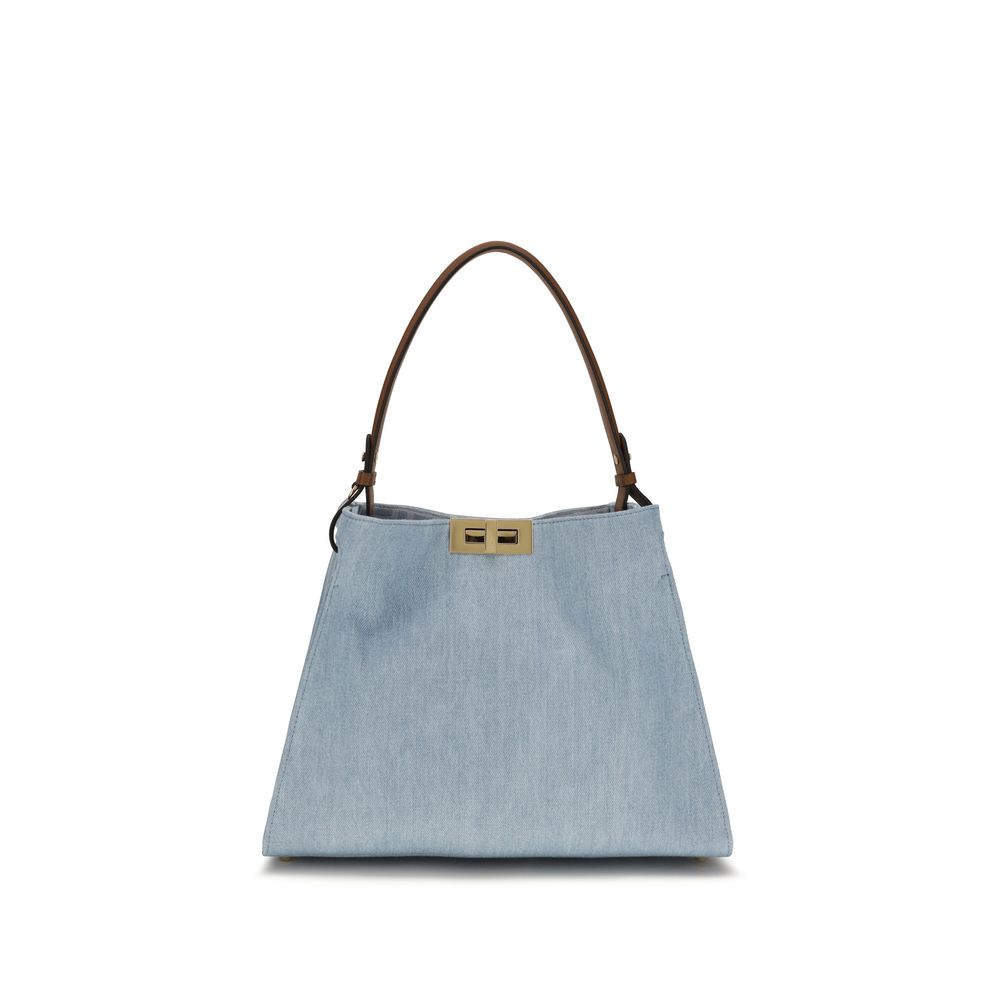 Elevate your style with the Fendi Blue Calf Leather Bos Taurus Shoulder Bag, a masterpiece of artisanal elegance crafted from luxurious calf leather for the discerning individual.