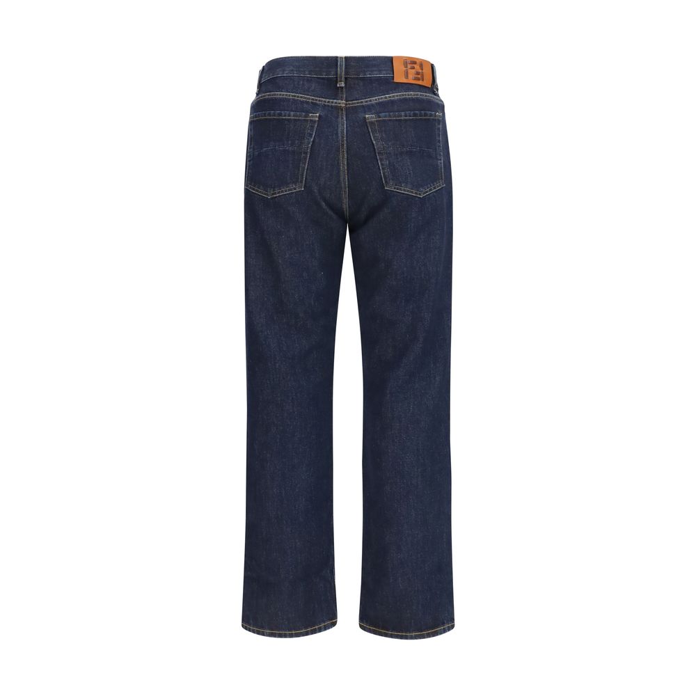 Indulge in the Fendi Blue Cotton Straight-Leg Jeans, where premium craftsmanship meets timeless elegance, redefining luxury for the discerning individual.