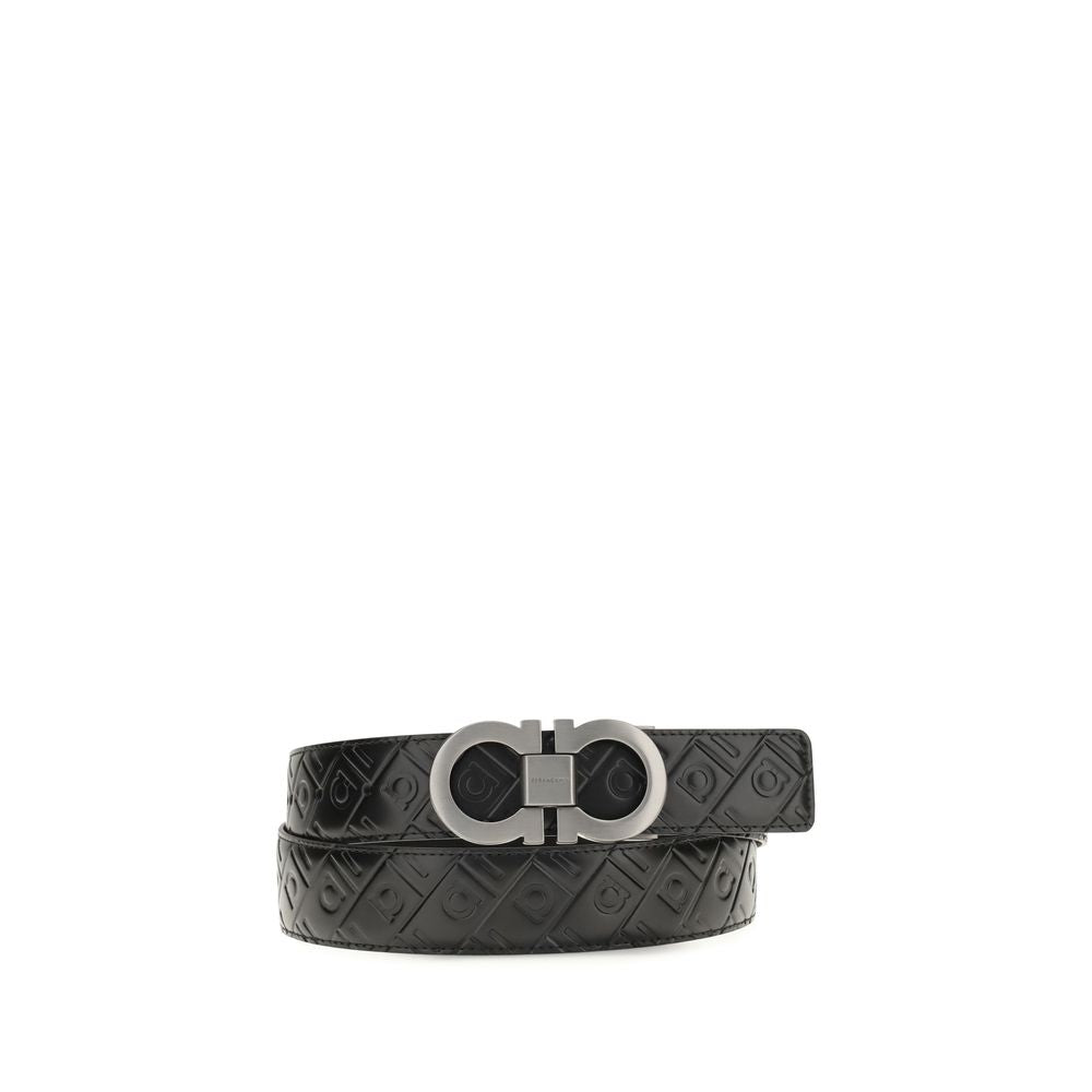 Ferragamo Black Calf Leather Bos Taurus Belt - Timeless Elegance
