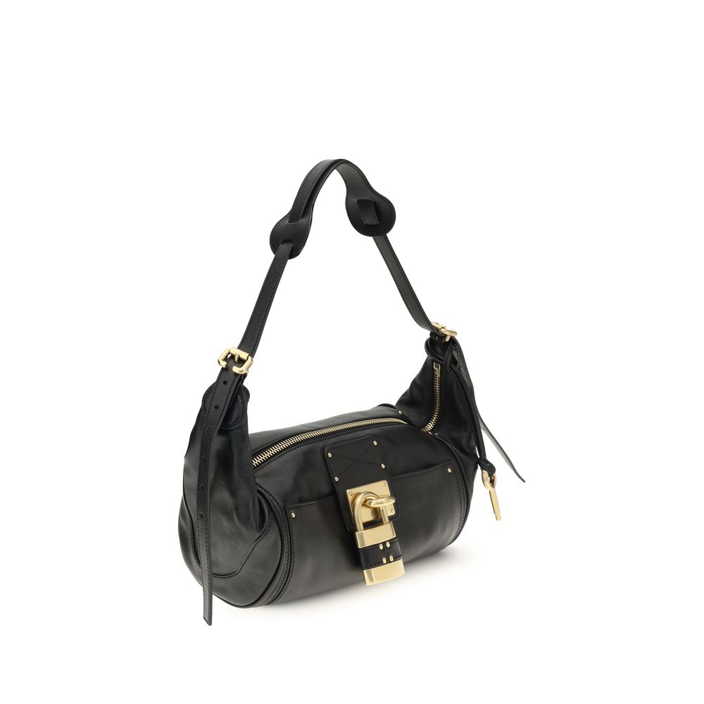 Chloé Black Calf Leather Bos Taurus Shoulder Bag, artisanal luxury