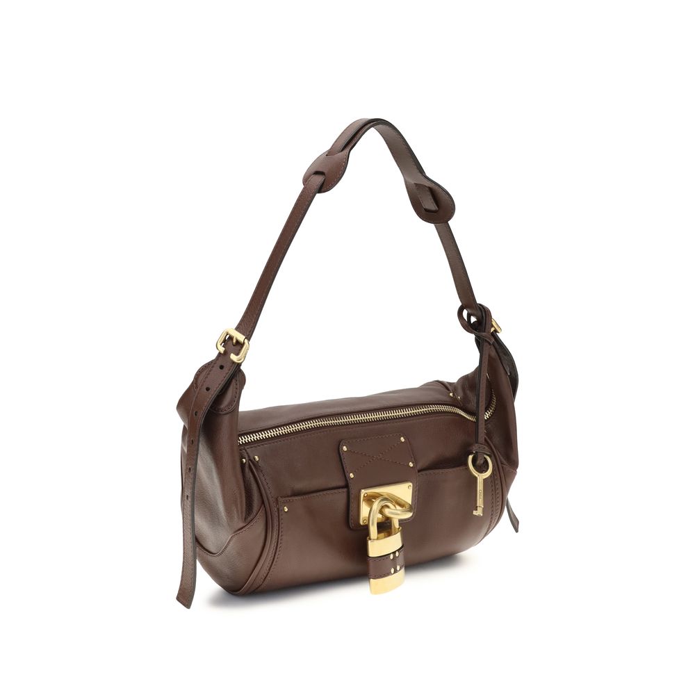 Chloé Brown Calf Leather Bos Taurus Shoulder Bag, Designer Couture