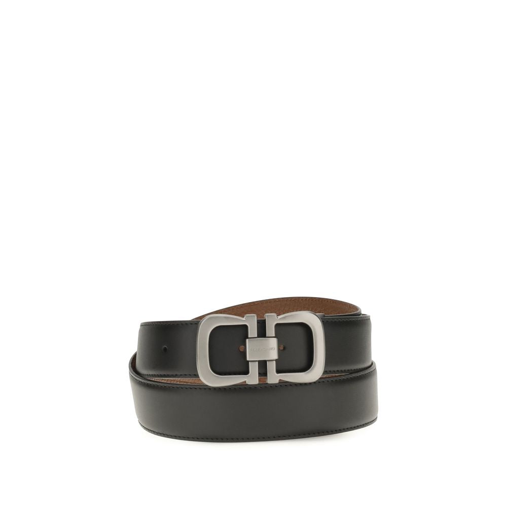 Ferragamo Black Calf Leather Bos Taurus Belt - Timeless Luxury