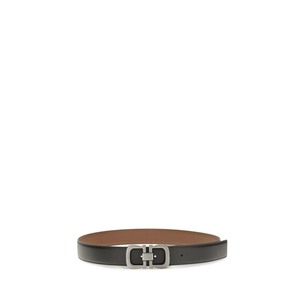 Ferragamo Black Calf Leather Bos Taurus Belt - Timeless Luxury