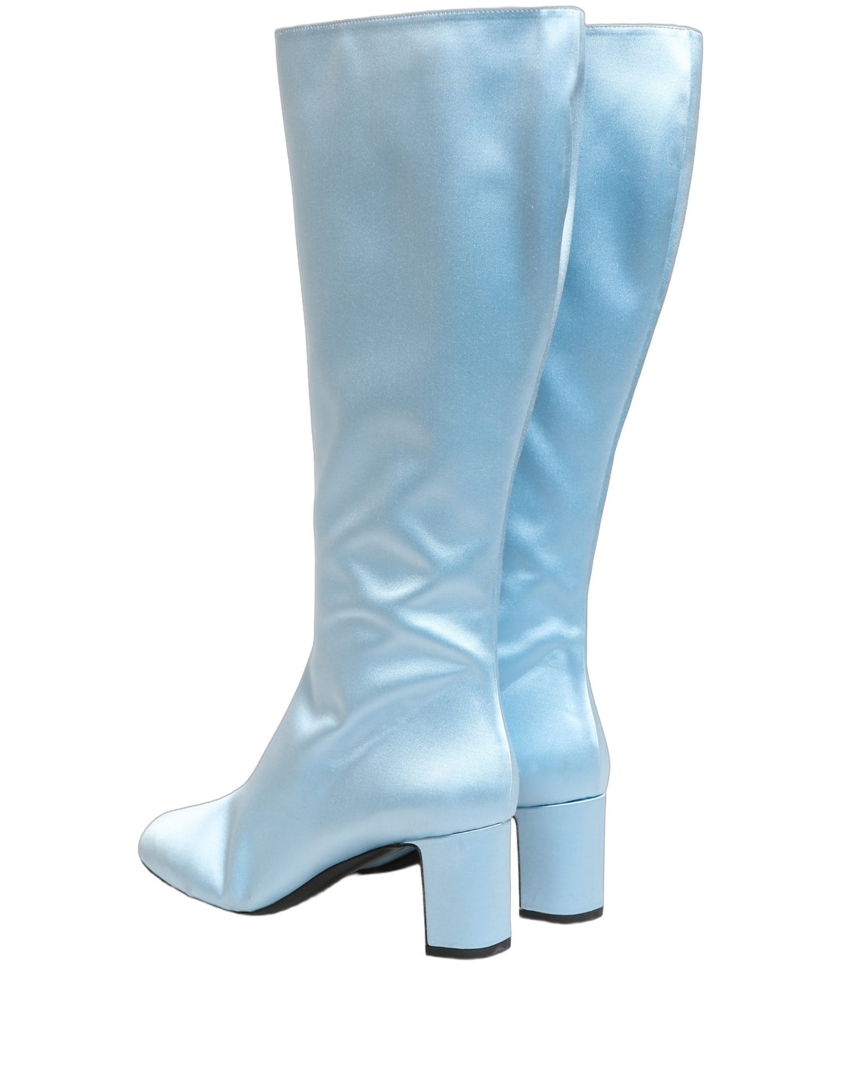 Dolce & Gabbana Light Blue Satin Knee High Boots - Luxury Elegance