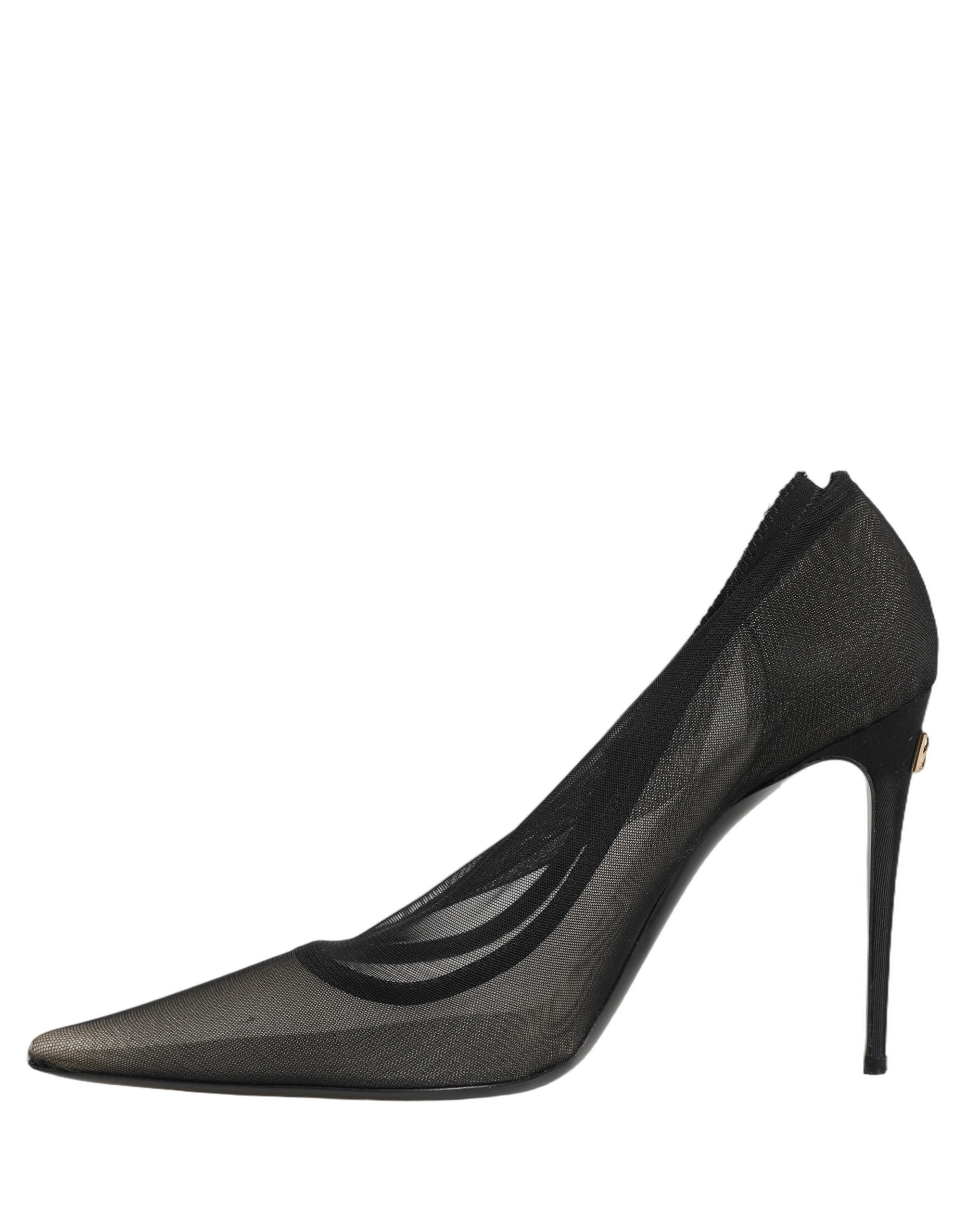 Dolce & Gabbana Black Mesh Stiletto High Heels Pumps Shoes