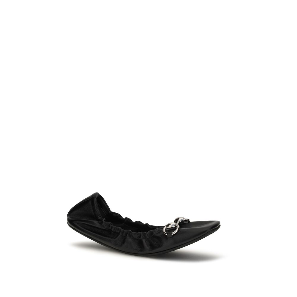 Gucci Black Calf Leather Ballet Flats - Artisanal Luxury Elegance