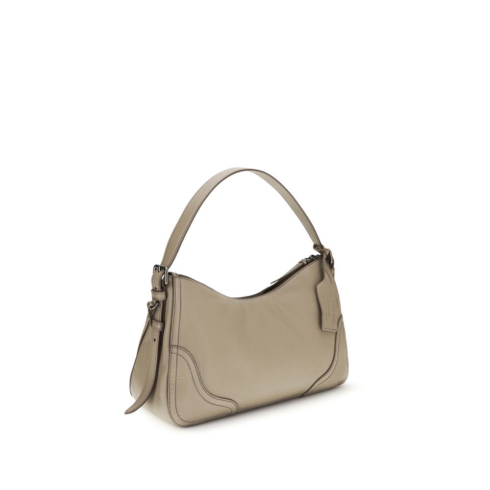 Prada Gray Calf Leather Bos Taurus Backet Bag
