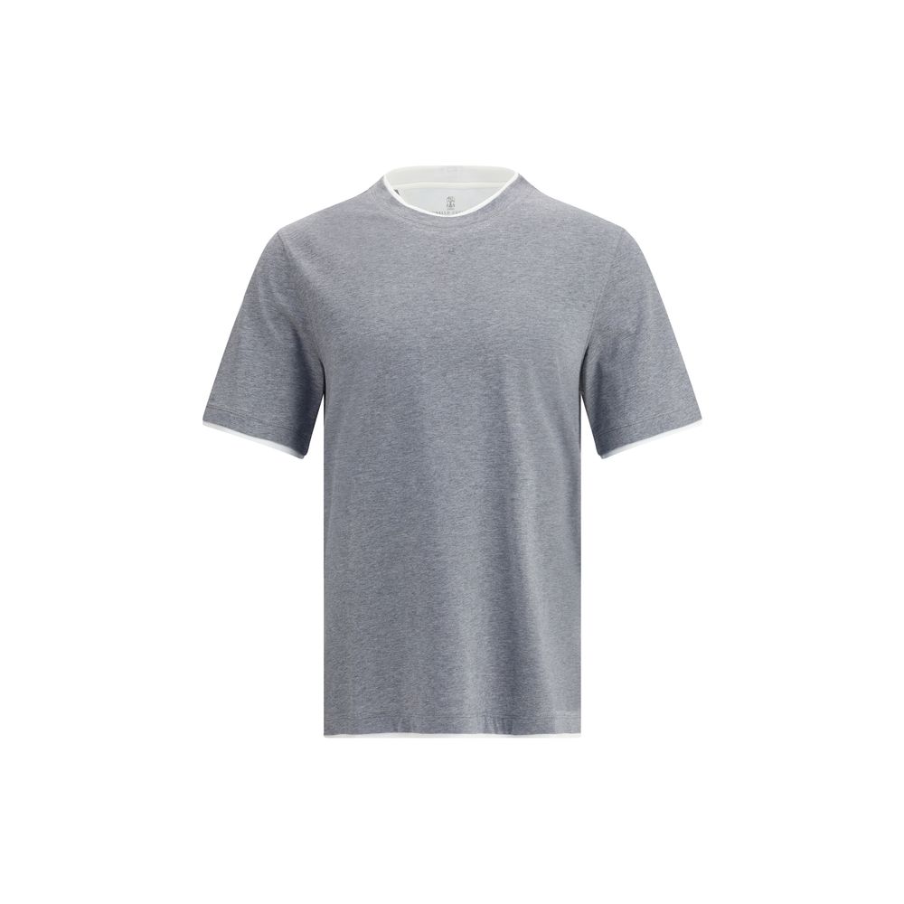 Brunello Cucinelli Gray Cotton T-Shirt - Designer Luxury Couture
