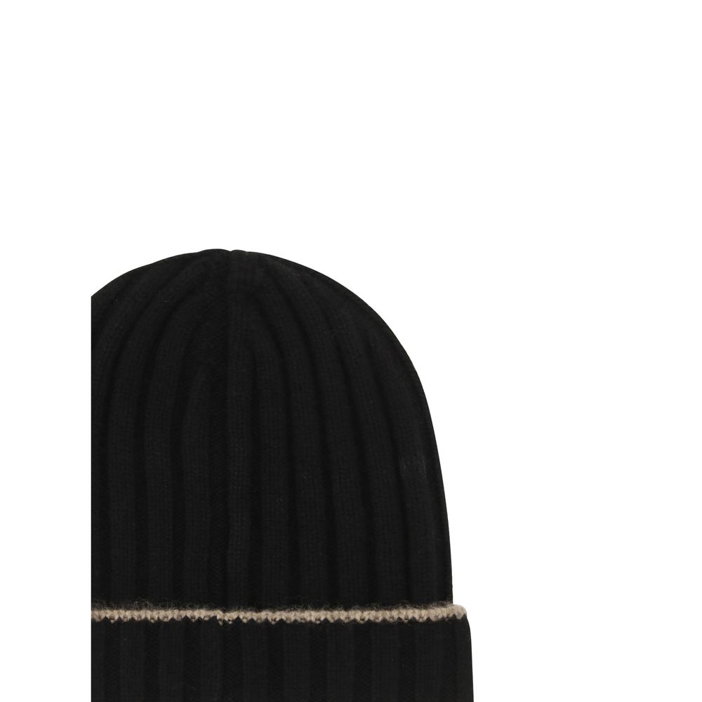 Brunello Cucinelli Black Cashmere Beanie – Artisanal Luxury Accessory