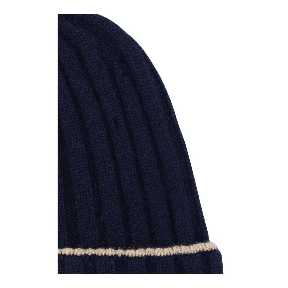 Brunello Cucinelli Blue Cashmere Beanie - Artisanal Luxury Accessory