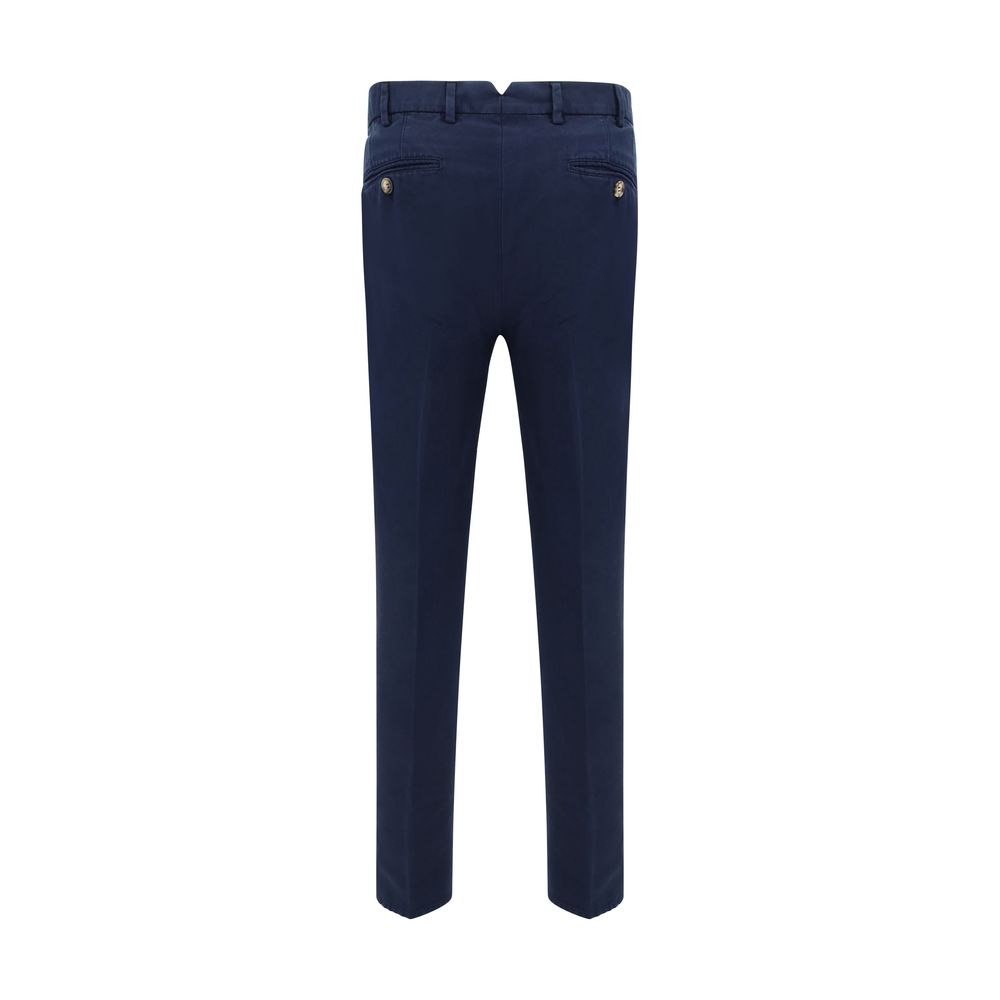 Brunello Cucinelli Blue Cotton Casual Pants - Artisanal Luxury