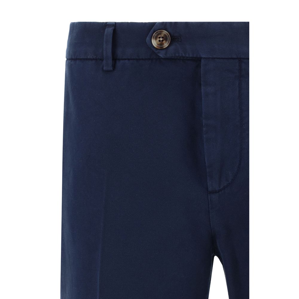 Brunello Cucinelli Blue Cotton Casual Pants - Artisanal Luxury