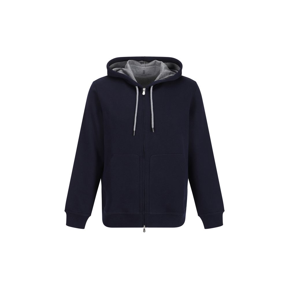 Brunello Cucinelli Blue Cotton Sweatshirt – Designer Luxury Couture