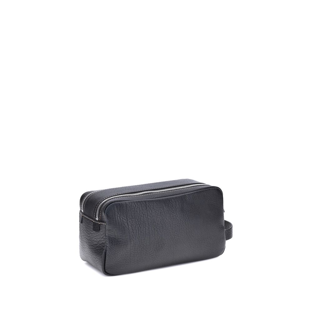Brunello Cucinelli Black Calf Leather Airpod Holder, Artisanal Luxury