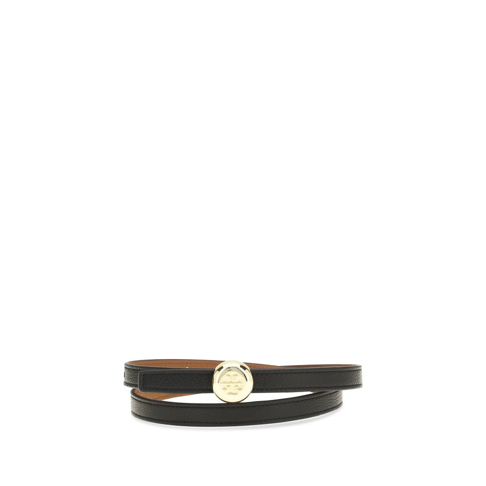 Tory Burch Black Calf Leather Belt, Artisanal Luxury Accessory