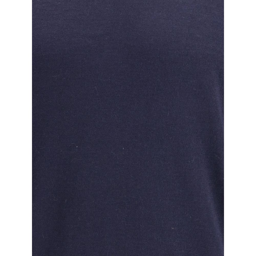 Brunello Cucinelli Blue Wool Turtleneck Sweater, Artisanal Luxury