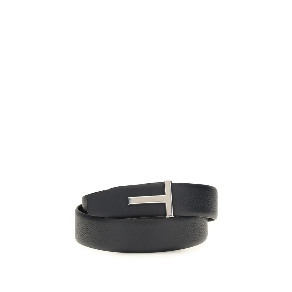 Tom Ford Black Calf Leather Bos Taurus Belt - Luxury Accessory