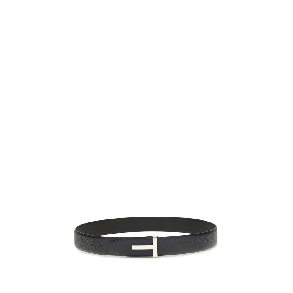 Tom Ford Black Calf Leather Bos Taurus Belt - Timeless Luxury