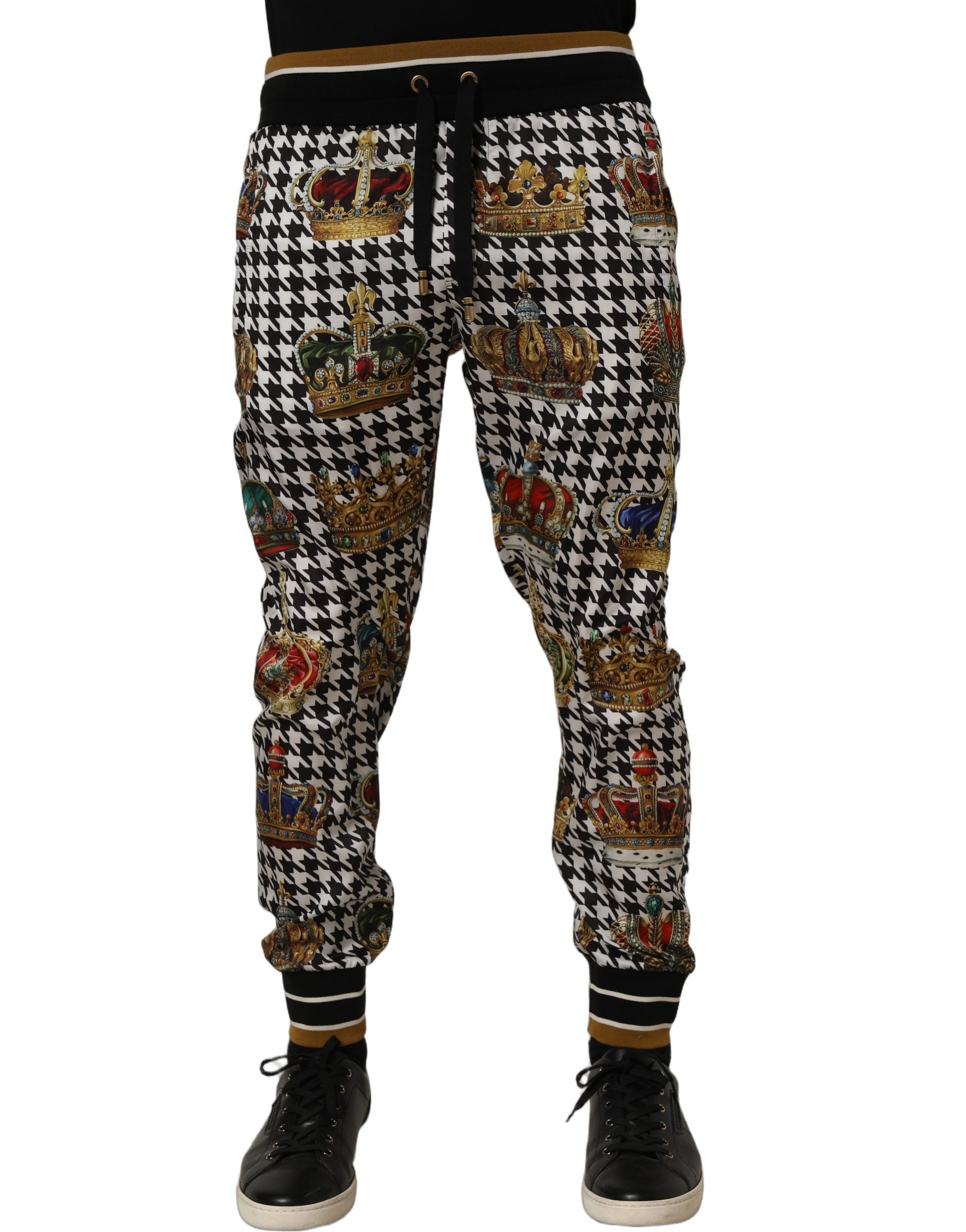 Dolce & Gabbana Multicolor Houndstooth Designer Sweatpants Couture