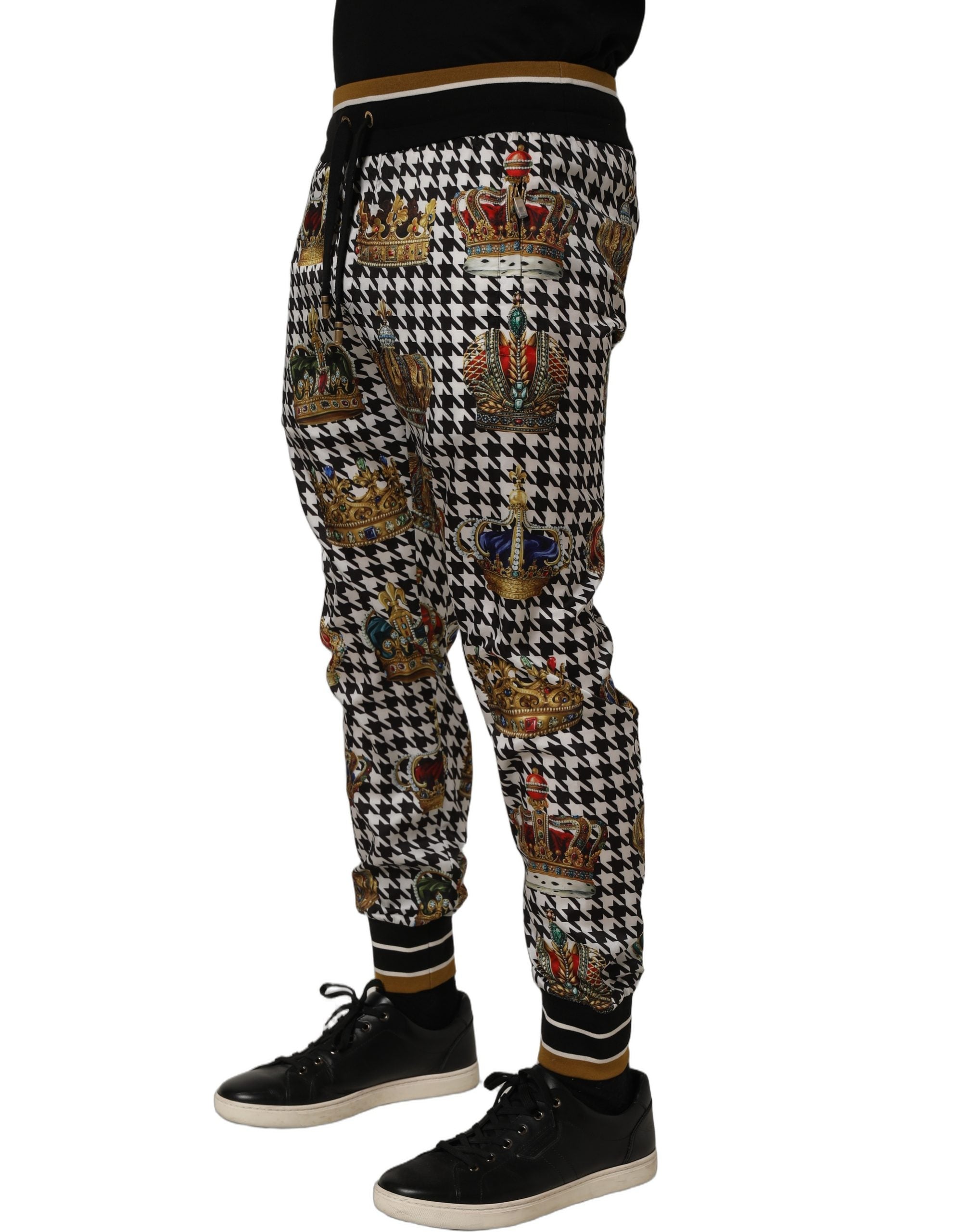 Dolce & Gabbana Multicolor Houndstooth Designer Sweatpants Couture