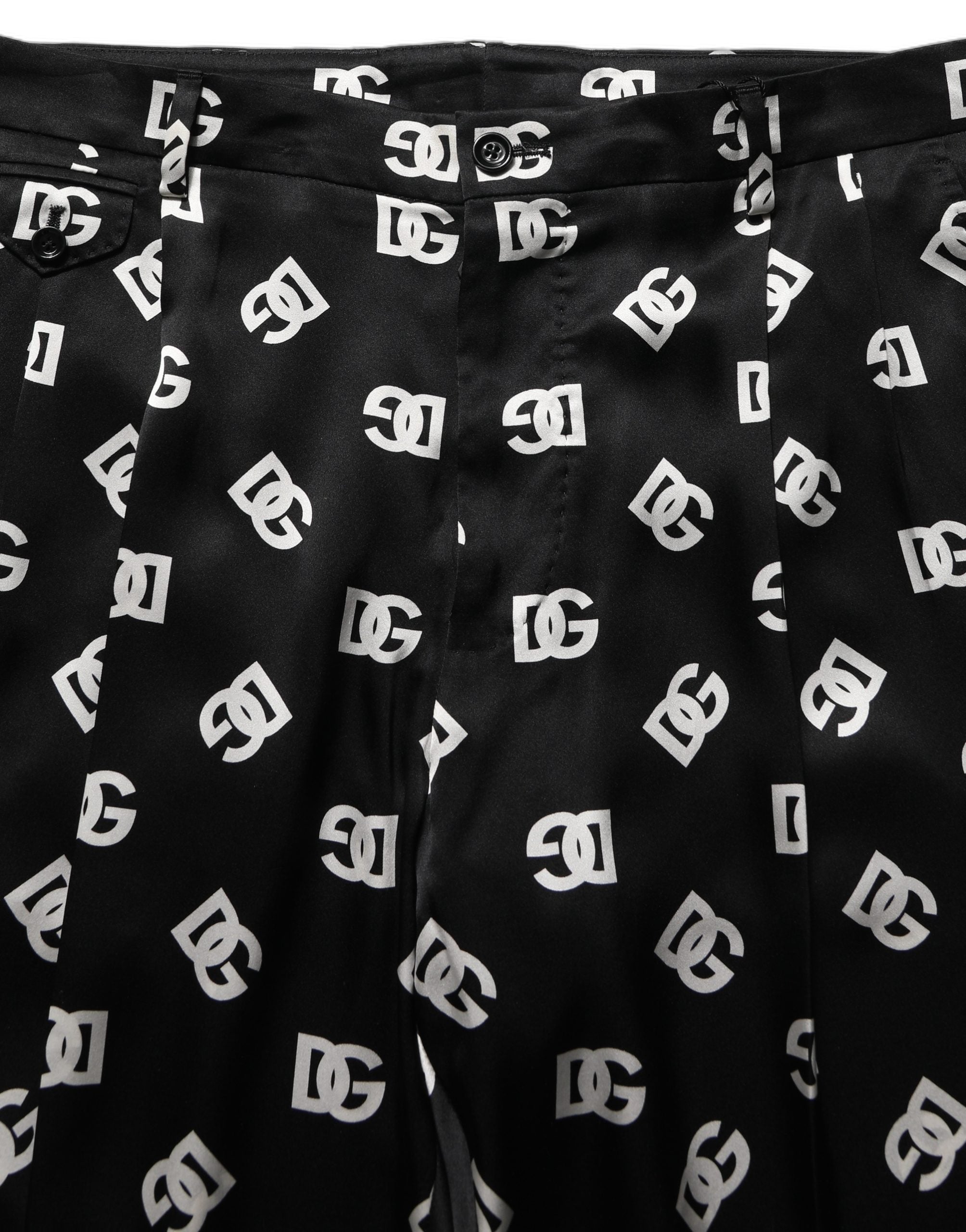 Dolce & Gabbana Black Silk Skinny Leg Trousers - Couture Elegance