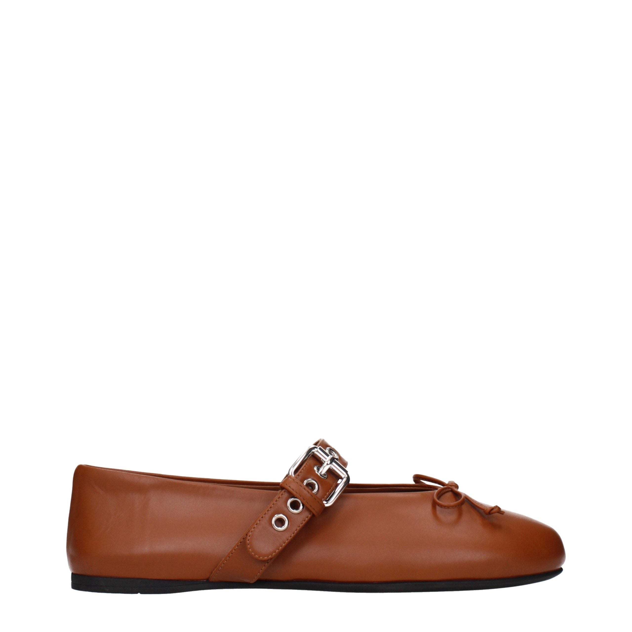 Discover the elegance of Miu Miu's Brown Leather Ballet Flats, where exquisite craftsmanship meets timeless luxury, perfect for the discerning individual.