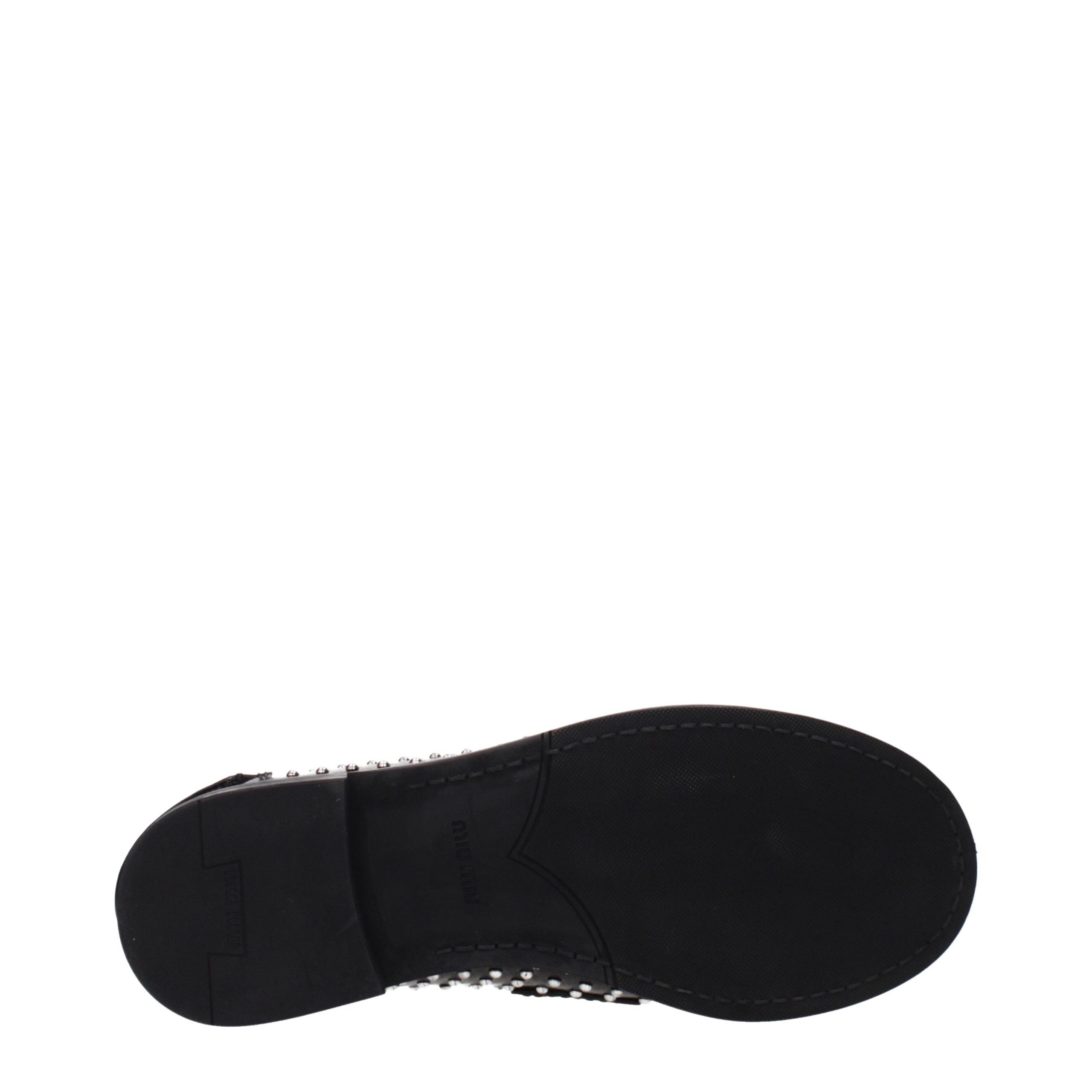 Elevate your style with Miu Miu Black Leather Slip-On Loafers, where exquisite craftsmanship meets timeless elegance, perfect for the discerning individual.