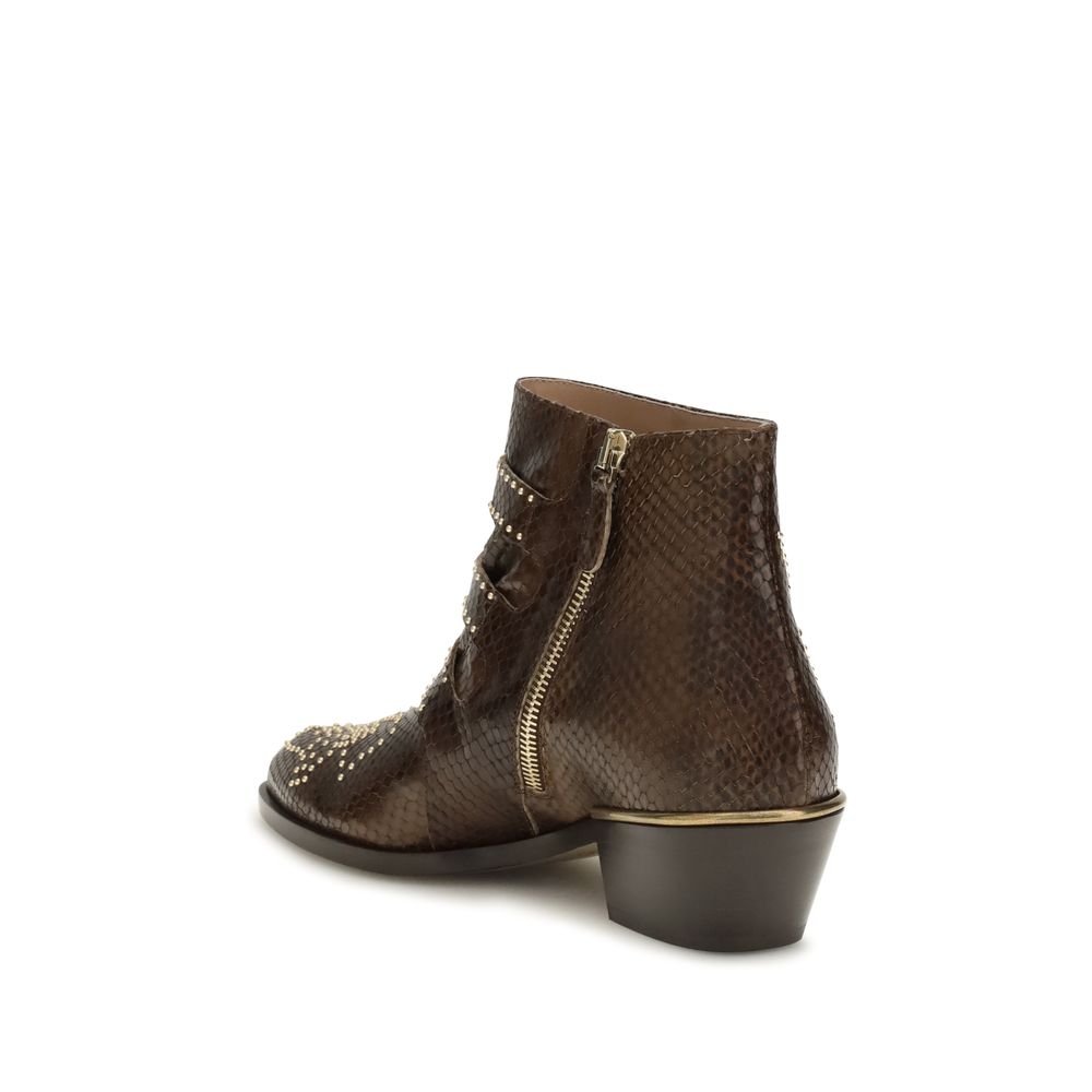 Chloé Brown Calf Leather Ankle Boots | Designer Luxury Couture