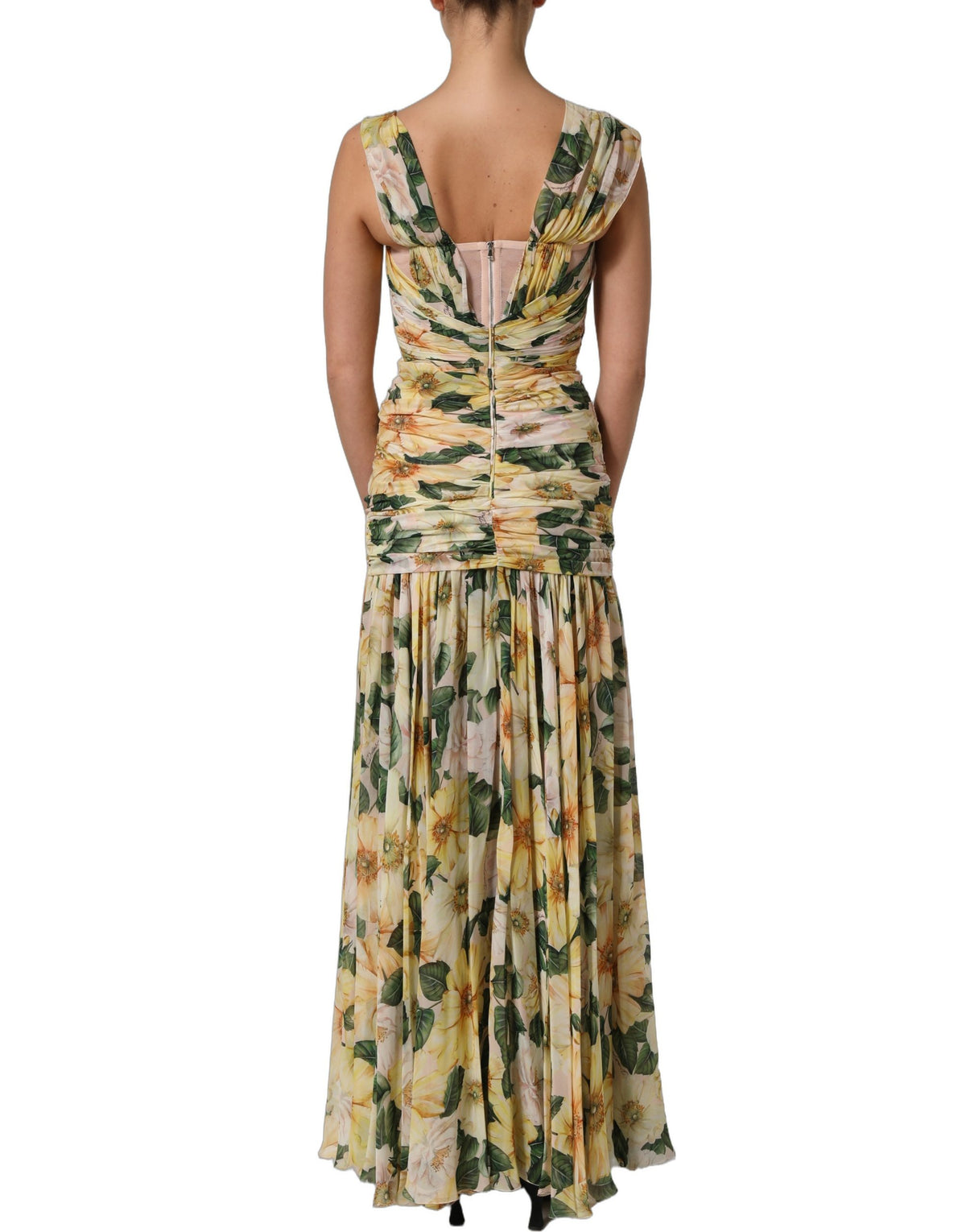 Dolce & Gabbana Floral Silk Pleated Maxi Dress - Artisanal Luxury