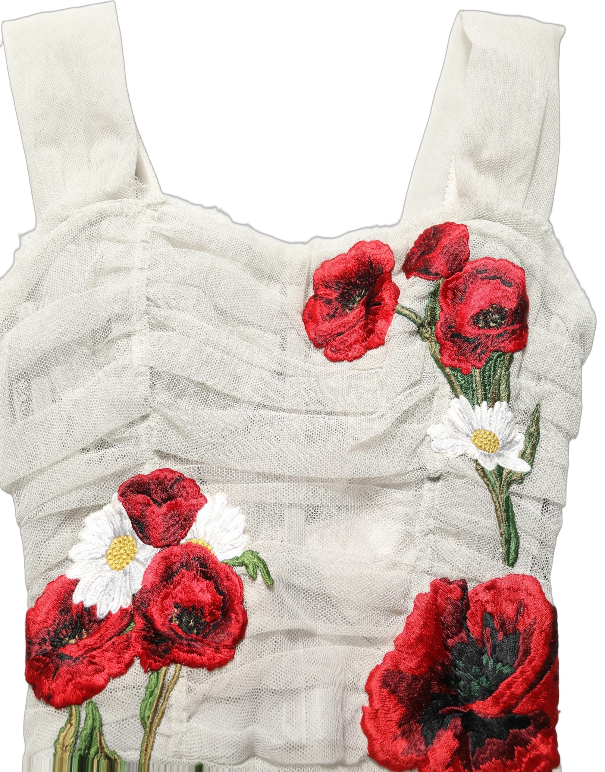 Experience the allure of Dolce & Gabbana's Light Gray Rose Embroidery Sheath Midi Dress, where exquisite craftsmanship meets timeless elegance, perfect for any refined occasion.