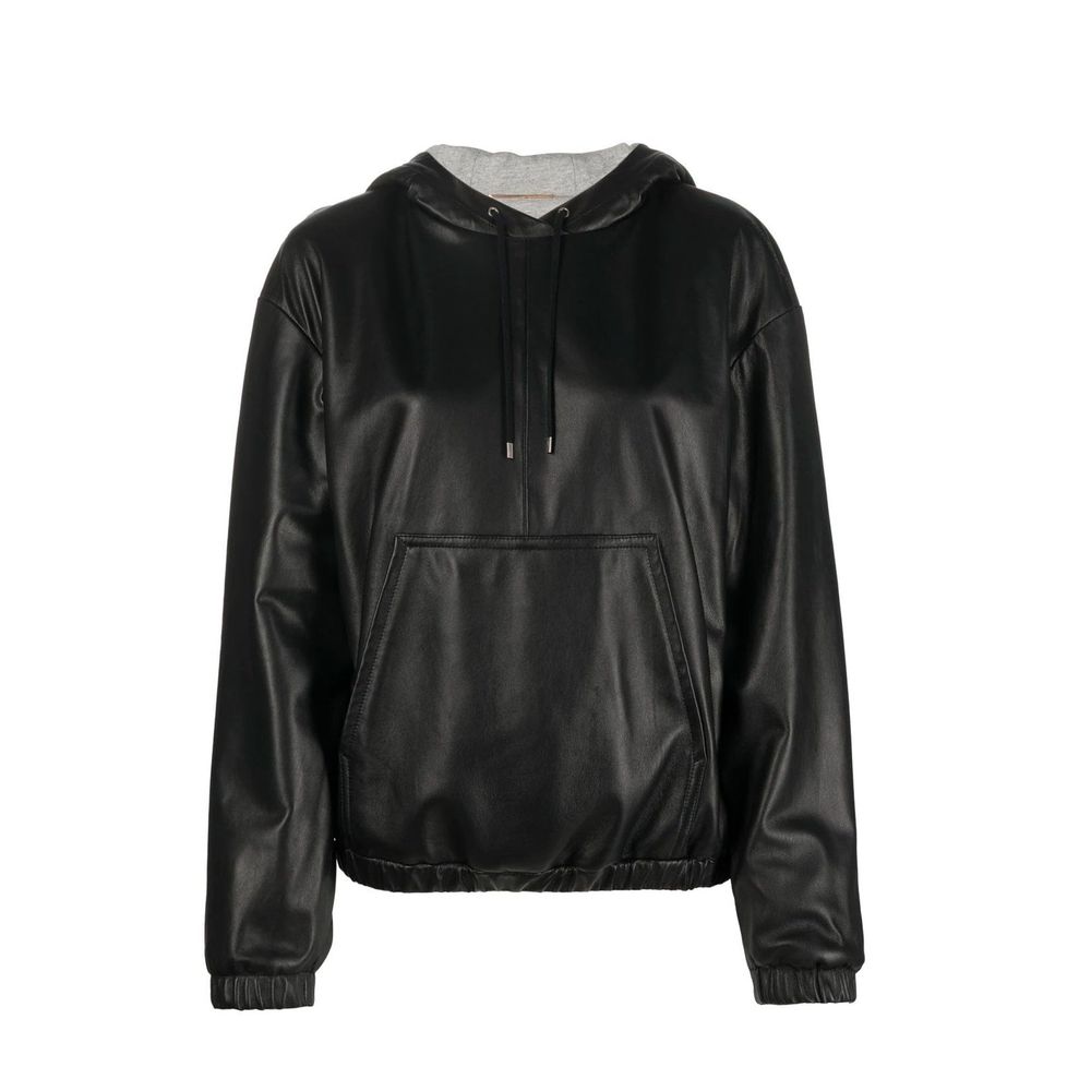 Indulge in the artisanal elegance of the Saint Laurent Black Leather Tank Top, crafted from 100% leather for a sophisticated silhouette that transcends time and trends.