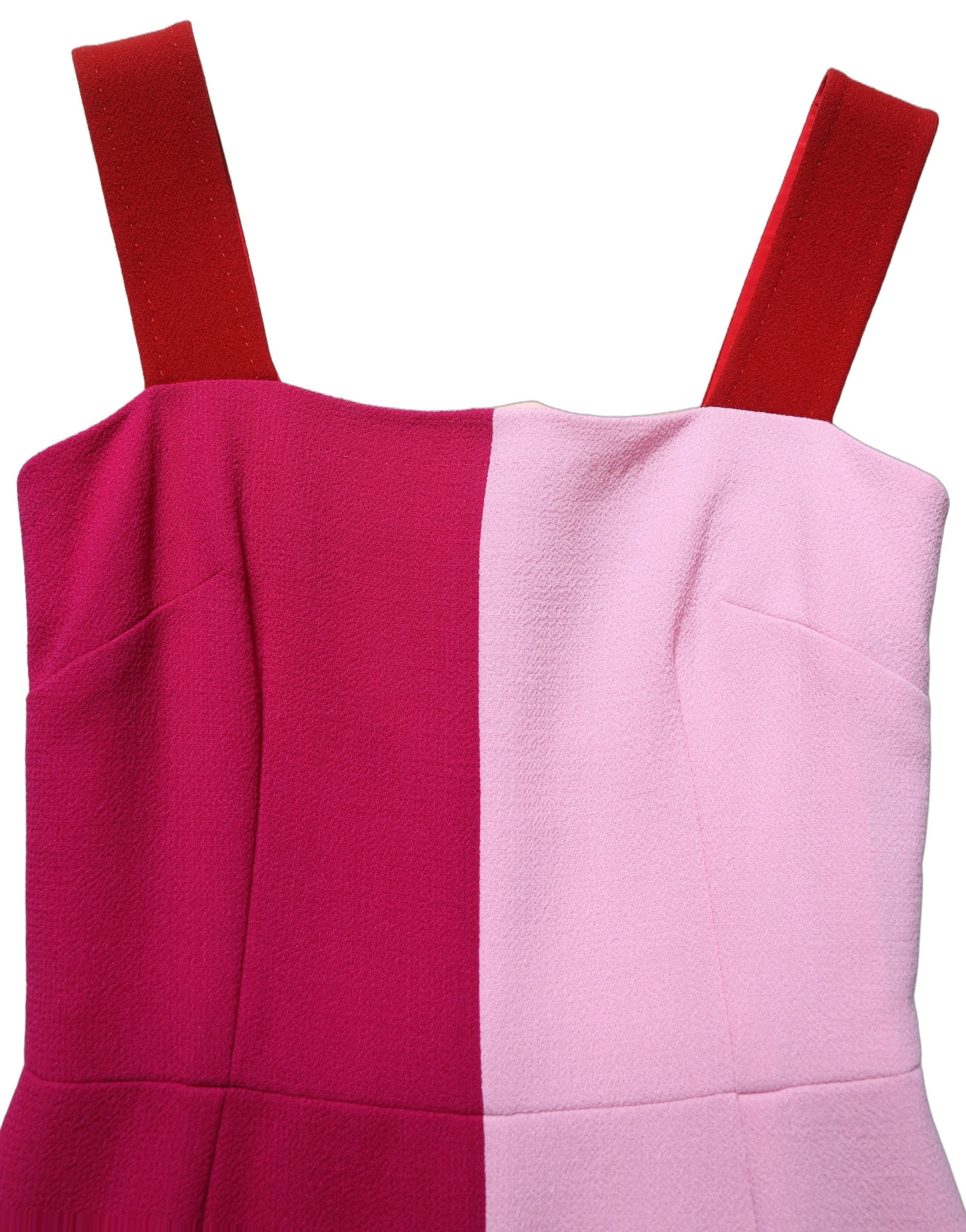 Elevate your elegance with the Dolce & Gabbana Two Tone Pink Wool Sleeveless Midi Dress, a masterpiece of Italian craftsmanship that embodies timeless sophistication.